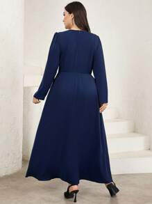 Veilorie Plus Size Women's Casual Simple Elegant Arabic Style Long Dress, For Everyday Wear,Modest