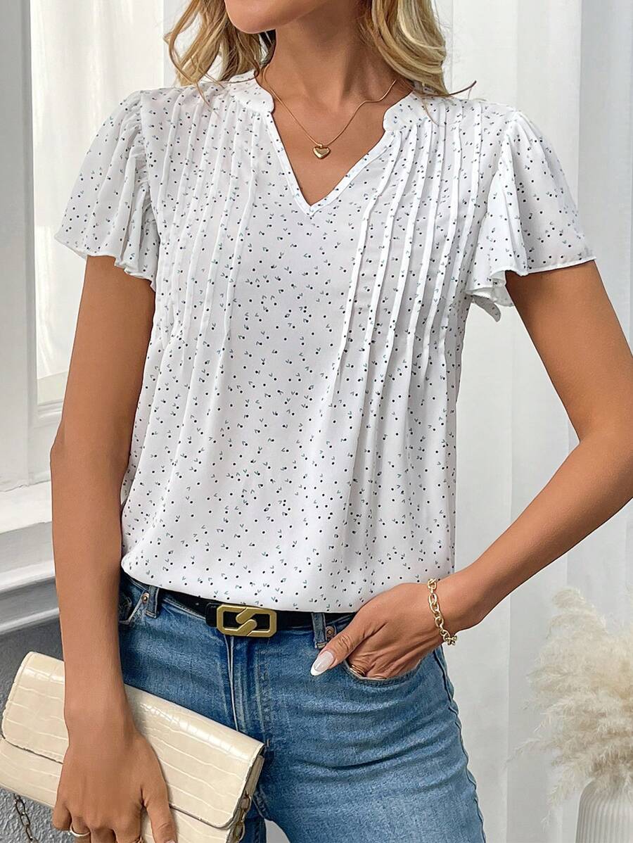 SHEIN LUNE 女士度假休闲心形圆点衬衫 - 白色 - 查看 1