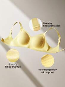 LUVLETTE Plus Dream Curve 2ndSkin Full Coverage Wireless Seamless Breathable Side Support Lounge Sports Workout Lingerie As Outerwear Bra Butter Yellow Sticky SizeFreedom Baisc Bra No Show Underwear - Yellow - View 8