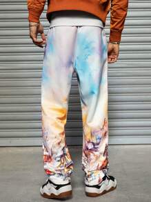 Manfinity EMRG Men's Figure Print Minimalist Casual Pants, Suitable For Leisure & Holiday - Multicolor - View 2