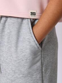SUMWON Pantalón de chándal deportivo con estampado gráfico lateral, en felpa suave, ropa de estar por casa casual, estilo urbano, con elástico en los tobillos, para jóvenes y adolescentes, escuela, deporte, invierno