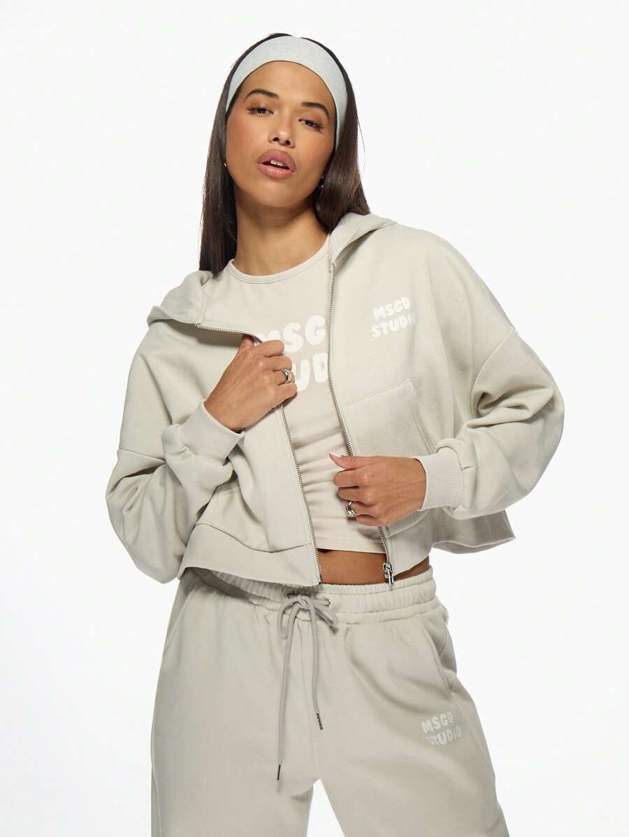 MISSGUIDED Oversized Zip Up Active Hoodie Studio Performance Fitness Workout Sweatshirt Athletic Athleisure Loungewear Gym Fall Winter Sports