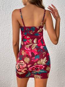 SHEIN Privé Sukienki Bez Pleców W kształcie muszli Kwiatowy Nadruk po całości Boho