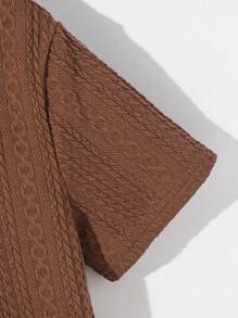 SHEIN 青少年男孩合身学院风翻领针织纯色短袖 Polo 衫