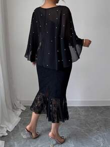 SHEIN Clasi Elegant Summer Dress For Plus-Size Women - Black - View 2