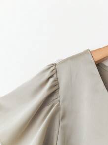 SHEIN Clasi Plus-Size Women's Woven Elegant Regular Summer Shirt - Khaki - View 7