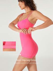 GLOWMODE 2.5'' FeatherFit™ Basic Yet Bold Adjustable Non-Slip Romper Jumpsuit Bodysuit Low Impact Yoga Daily Removable Cups Spring Summer - Pink - View 5