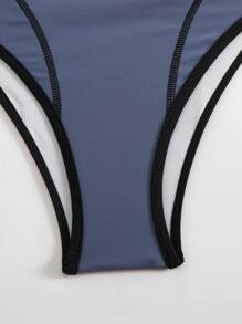 Swim SPRTY Springbreak Contrast Trim Front Zipper Long Sleeve Women Rash Guard, Summer Beach Vacation - Multicolor - View 8