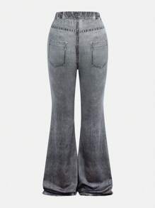 SHEIN Girlism 2pcs/Set Tween Girls Casual Crew Neck Ruched Waist T-Shirt And Pants Set - Black - View 7