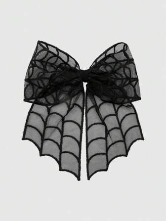 Goth 1pc Gothic Lace Spider Web Bow Style Hair Clip Accessory For Women, Carnival Claw Clips Hair Claws Hair Barrettes