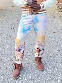 Manfinity EMRG Men's Figure Print Minimalist Casual Pants, Suitable For Leisure & Holiday - Multicolor - View 5