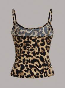 SHEIN EZwear 3 件套女士豹纹、樱桃和蝴蝶结装饰短款吊带背心，合身性感，适合夏季 - 彩色 - 查看 10