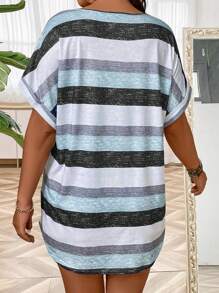 Áo thun nữ cổ chữ V tay ngắn in họa tiết thường ngày cỡ lớn dành cho nữ - Nhiều màu - Xem 2