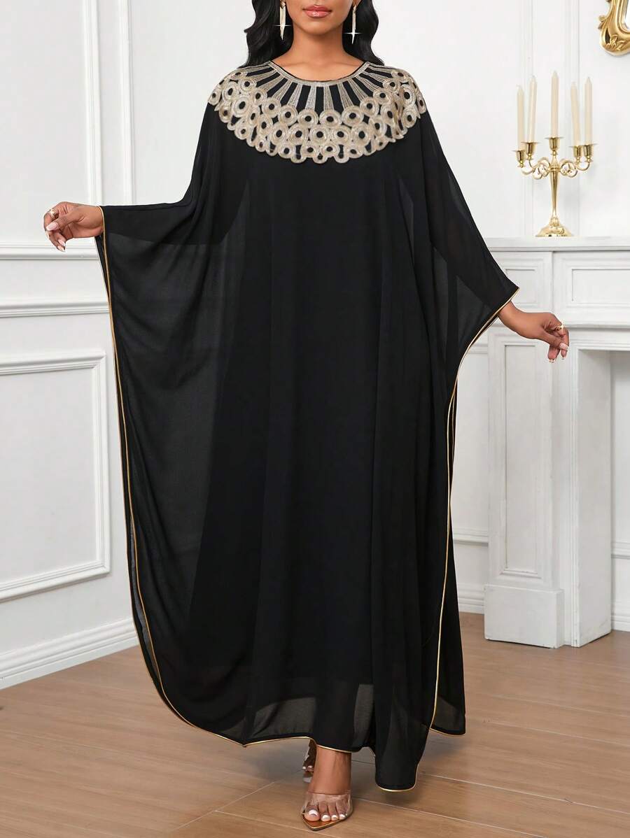 SHEIN Lady Simple Spring & Summer Vacation Dress For Women, Elegant Ladies Long Dress For Summer - Black - View 1