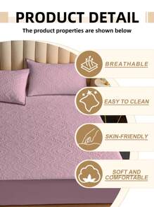 1件床裙，床上用品，床垫保护罩，床罩，床笠，舒适家纺，透气防起球床垫保护罩，超声波压花床罩，家居装饰，卧室/宿舍床罩，适用于所有床尺寸 - 单人床、双人床、大号床、特大号床，四季皆宜，可机洗，防尘床罩，不含枕头和枕套，秋季装饰，房间装饰，返校季 - 粉色 - 查看 5