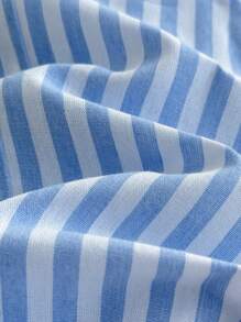 Baby Boy Colorful Striped Knit Suspenders Jumpsuit Shorts, Casual Versatile,Kids - Blue and White - View 6