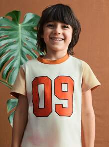 SHEIN Young Boys Casual 2pcs Set: Simple Short Sleeve T-Shirt & Shorts, Fashionable Everyday Wear - Multicolor - View 5