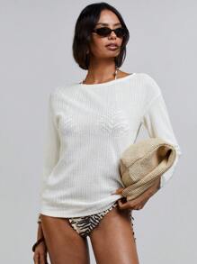 Athîral Women's Solid Color Knit Beach Cover Up Top, Casual Everyday Wear