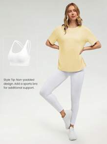 GLOWMODE Modal Oversized Everymode Tee Daily Casual  Compression Shirt - French Vanilla - View 5
