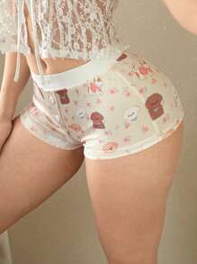 Sweetina Y2K Low-Rise Cute Bear Print Shorts - Multicolor - View 4
