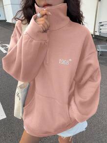 DAZY 拼色立领保暖内衬宽松女式运动衫