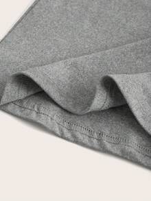 SHEIN EZwear 两件套加大码黑色和灰色腰部交叉设计修身休闲喇叭裤套装 - 彩色 - 查看 5