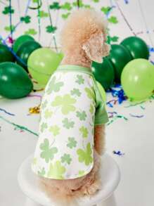 PETSIN St. Patrick's Day Four-Leaf Clover Light Green Print Cute & Comfortable Dog Sweatshirt - Multicolor - View 4