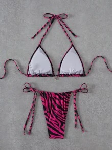 Swim Vcay Ensemble de bikini avec pendentif étoile à motif zébré, simple, et décontracté pour un usage quotidien. Parfait pour les vacances d'été à la plage.