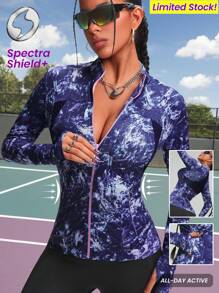 Innovista Women Activewear Abstract Marbling Cropped- Long Sleeve/ Zip-Up Hoodied Sports Jacket,Sweatshirts,Jersey Breathable Mesh Cut Out & High Elastic Gym Top, Lightweight & Dry Fit Workout Outfits , Pocket Multi-Use,Fitness Top Portable For Travel, Edgy & Unique Stylish Tracksuit,Tight Slim Fit, Cycle,Bike,Running,Cardio,Strength,Weights,Pilates,Yoga,Mat,Outdoor,Hike,Camping,Trail,Trekking,Volleyball,Going Out, Athleisure,Tennis,Golf, Music Festival,Party,Y2K,Electric,Spring Summer Gear,Women Clothes,Easter Gifts - Purple - View 3