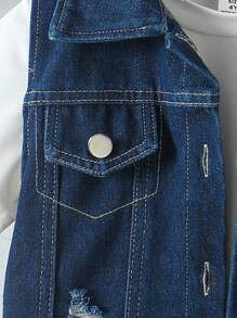 SHEIN 3 件套：小男孩无袖 T 恤、牛仔夹克和长裤 - 寶藍色 - 查看 6