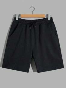 RueChic Men Letter Printed Regular Sweatshirt & Short Set - Grey - View 7