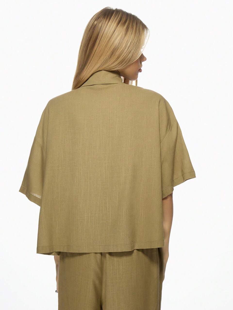 MISSGUIDED Linen Tie-Up Loose Short Sleeves Shirt Christmas