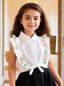 Chemise décontractée simple sans manche pour jeunes filles