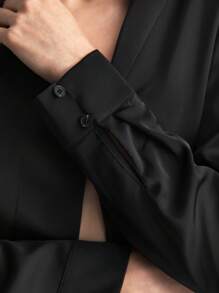 Ontre Women's Shirt Solid Color Simple Fashion Casual Daily - Black - View 3