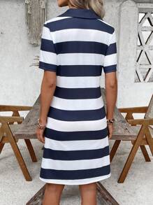 EMERY ROSE Women's Vacation Casual Colorblock Striped Midi Dress - Multicolor - View 2