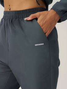 Easithlete 女士纯色拼布圆领长袖休闲宽松运动衫