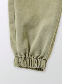 Denim Tween Boys' Casual Daily Urban Street Green Skinny Jeans With Elastic Waistband & Adjustable Drawstring Hem - Army Green - View 6