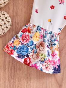 SHEIN 女婴可爱碎花无袖连体衣，夏季