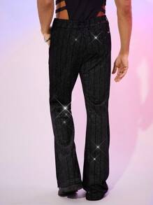 FeverCity 男式水钻口袋简约宽松长款休闲裤 - 彩色 - 查看 4