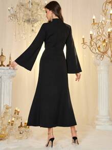 Modelyn 优雅时尚女式重饰花卉连衣裙 - 黑色 - 查看 4