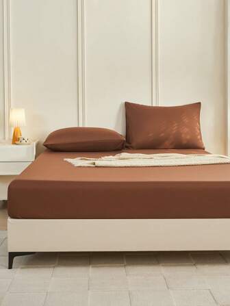 1 pièce Drap-housse de couleur unie bleu, protecteur de matelas, housse de matelas pour lit, drap de lit, doux et respirant, pour tous les formats de lit - Twin, Full, King, Queen. Poche profonde jusqu'à 11,8 pouces. Textile d'ameublement