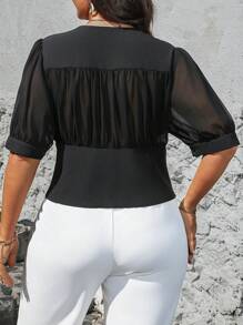 SHEIN Clasi Plus-Size Elegant Summer Woven Shirt For Women