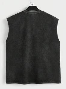 Manfinity RebelGame Men's Streetwear Knitted Acid-Washed Sleeveless Tank Top, Suitable For Everyday Wear - Red - View 2