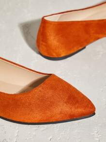 SHUZIA Stylish Sleek Design Brown Faux Suede Flat Ballet Heel Non Slip Point Toe Shoe - Brown - View 5