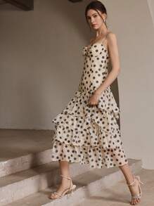 Anewsta 法式度假复古波尔卡圆点拼接吊带背心连衣裙配裤子，适合女士、太阳裙、夏季、海滩 - 彩色 - 查看 6