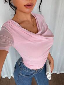 Chiquease French Elegant Fashion Elegant Slim Waist Short Sleeve - Pink - View 7