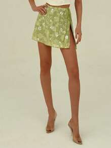 Aloruh Women's Casual Minimalist Skirt, Suitable For Daily Wear - Green - View 3
