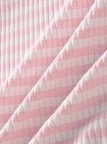 Souflis Souflis 女婴罗纹针织 Polo 领连体衣 2-5T 夏季新款舒适罗纹连体衣 - 粉色 - 查看 3