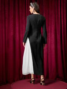 Modelyn Fashion Luxurious Rhinestoned Long Dress For Women Fall Cloth For Women - Black - View 3