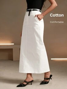 Anewsta Váy xẻ eo cao gợi cảm, thời trang mùa hè châu Âu và Mỹ, váy hợp thời trang và đa năng - trắng - Xem 8